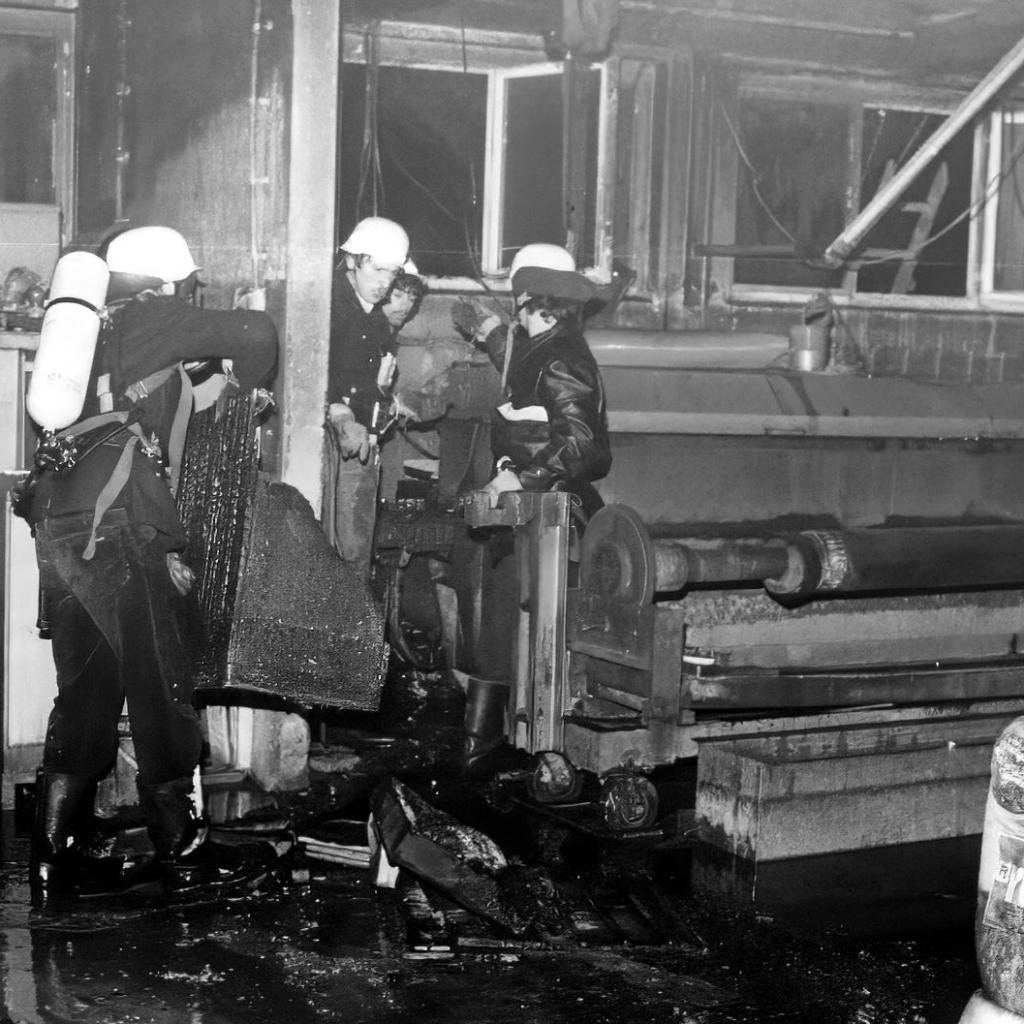 1982: Einsatz bei der Firma Beck im Industriegebiet Lachenhau im März 1982 (Quelle: Feuerwehr Mittelstadt)