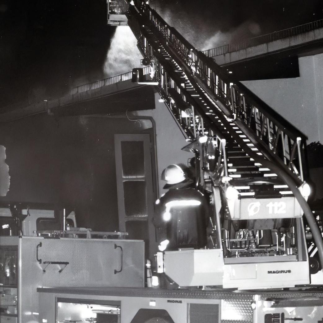 1993: Brand bei der Firma Buschmann im Industriegebiet Lachenhau (Quelle: Feuerwehr Mittelstadt)