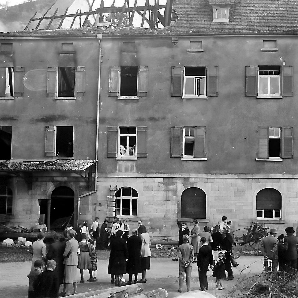 1950: 21.Sept.1950 Großbrand von Mühlengebäude und Wohnhaus (Quelle: Manfred Knecht)