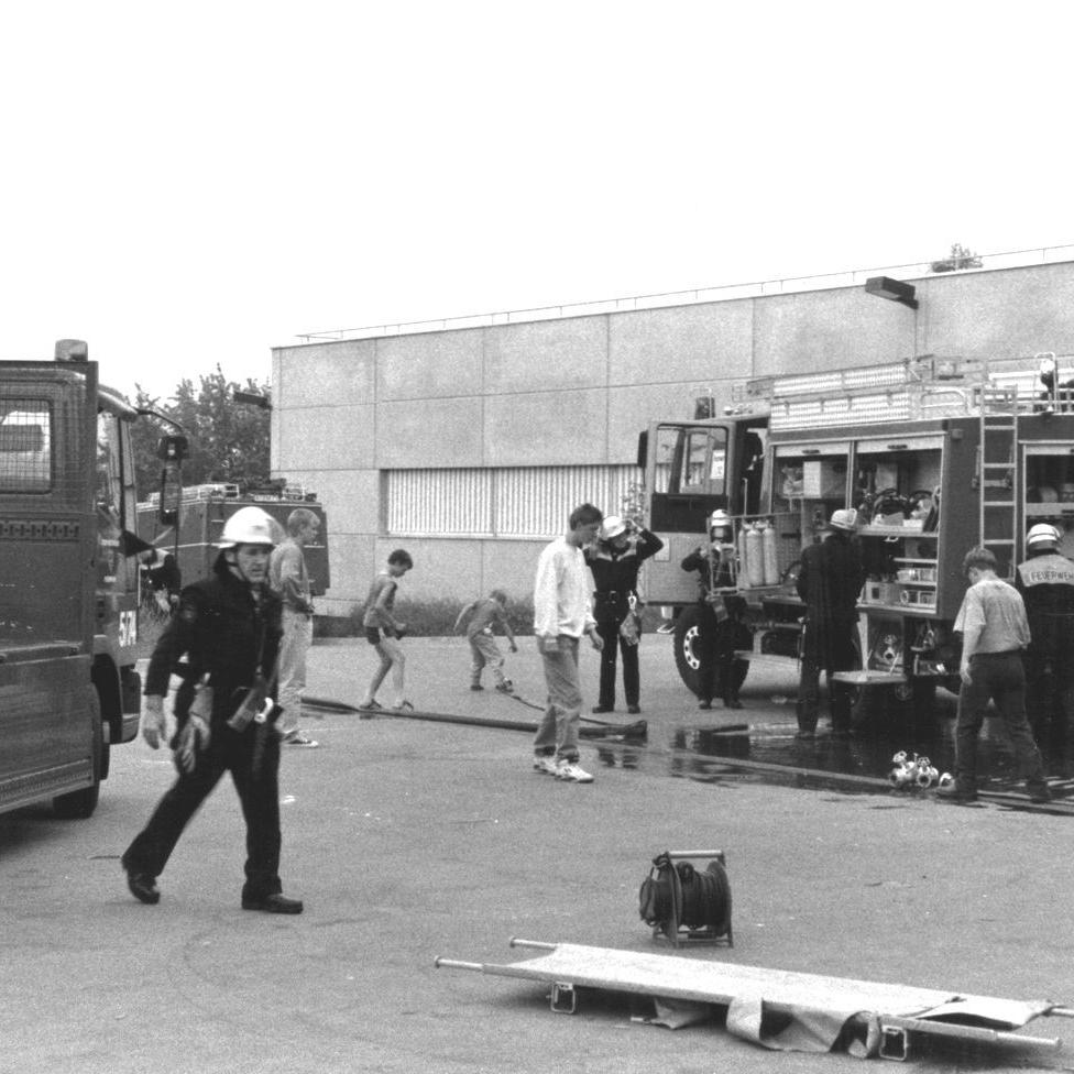1992: Einsatzübung bei der Firma Beck (Quelle: Feuerwehr Mittelstadt)