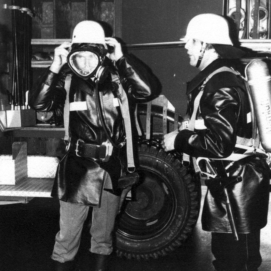 1976: Übung an der Mühle (Quelle: Feuerwehr Mittelstadt)
