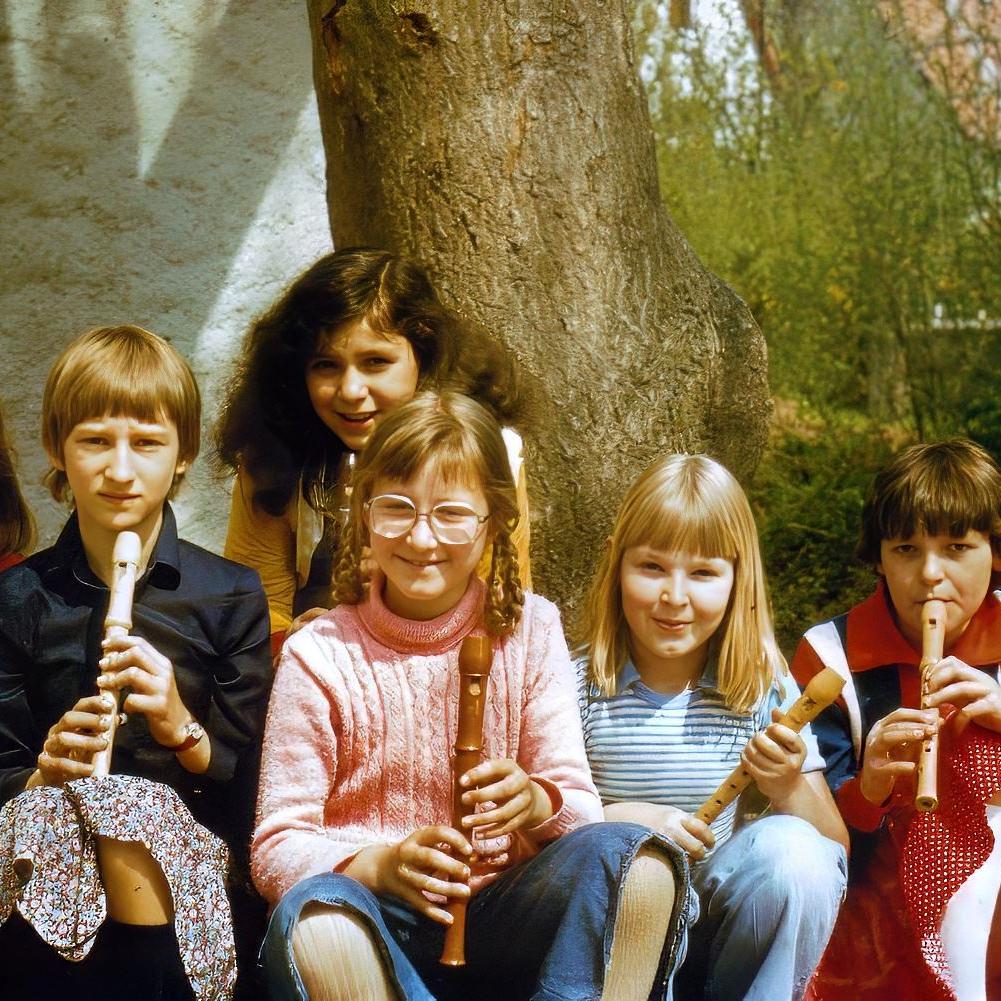 1978: Flötengruppe von Frau Gerth 1978 in der Grundschule (Quelle: Monja Gottwald)