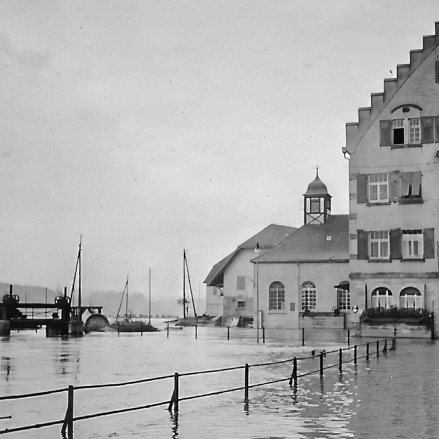 1938: Neckar - Hochwasser, Mühle Röhm (Quelle: Manfred Knecht)