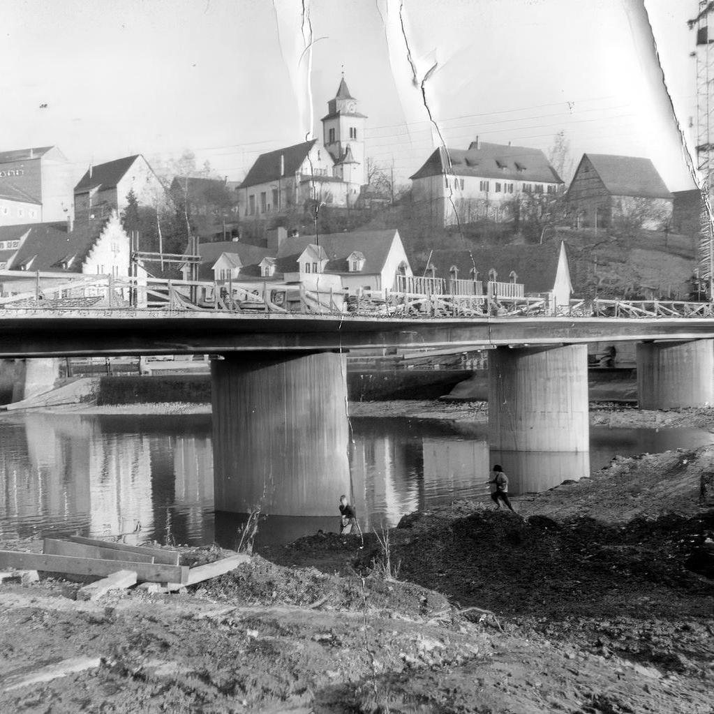 1972: Bau der neuen Neckarbrücke (Quelle: Edmund Kühnel)