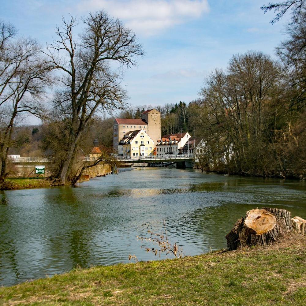 2013: Blick auf die Röhm'sche Mühle - aufgenommen vom Neckartal Radweg (Quelle: Peter Böhler)