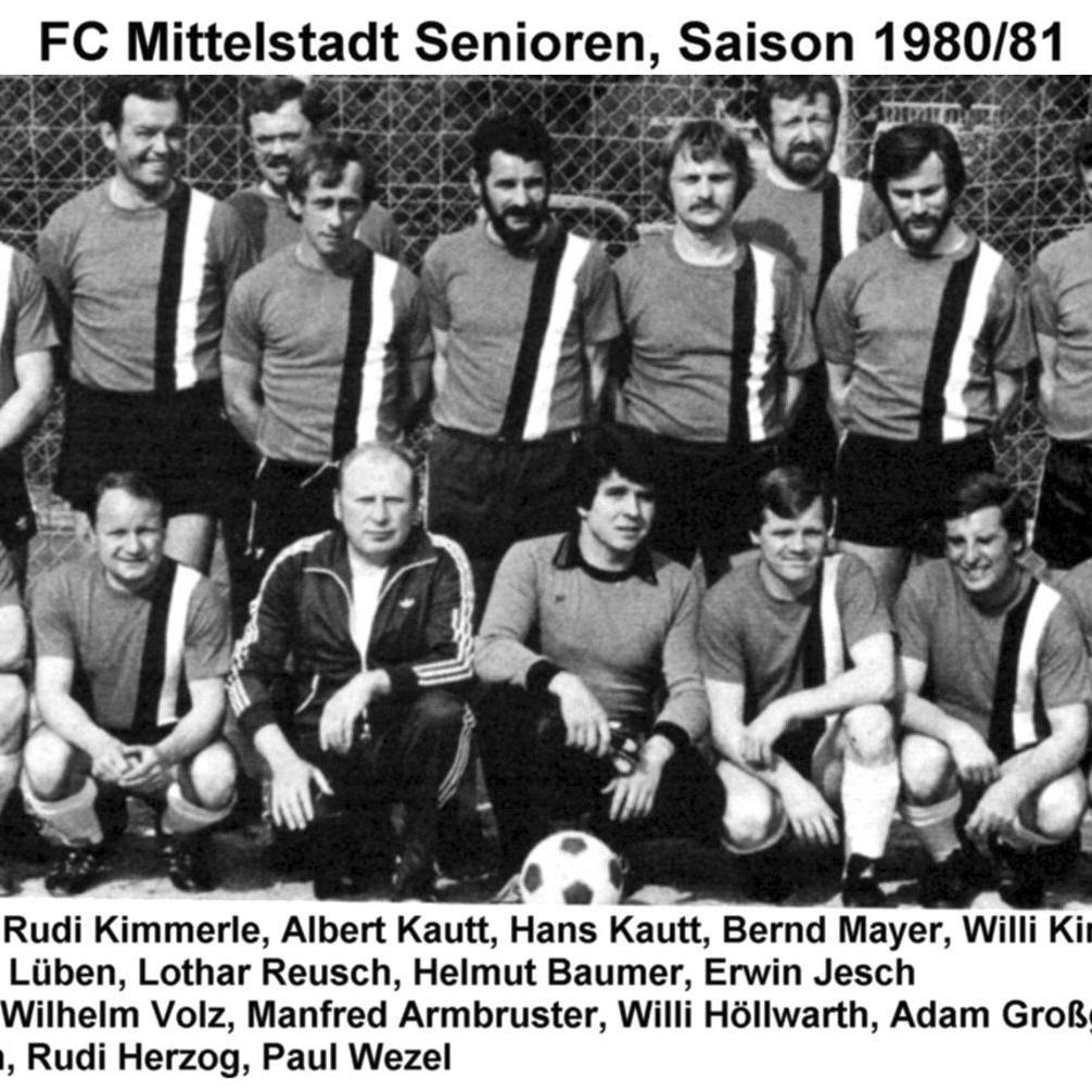 1981: FC Mittelstadt - Mannschaft der alten Herren 1980 - 1981 (Quelle: Bernd Bader)