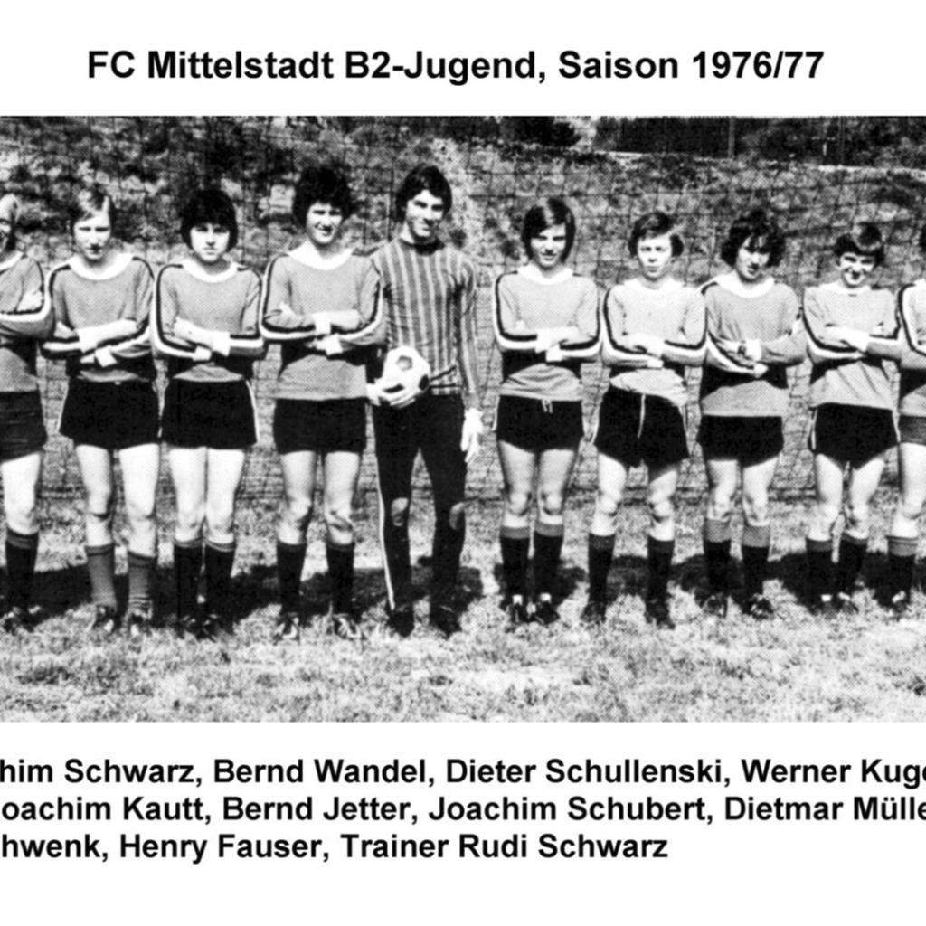 1977: B-Jugend des FC Mittelstadt 1976 - 1977 (Quelle: Bernd Bader)