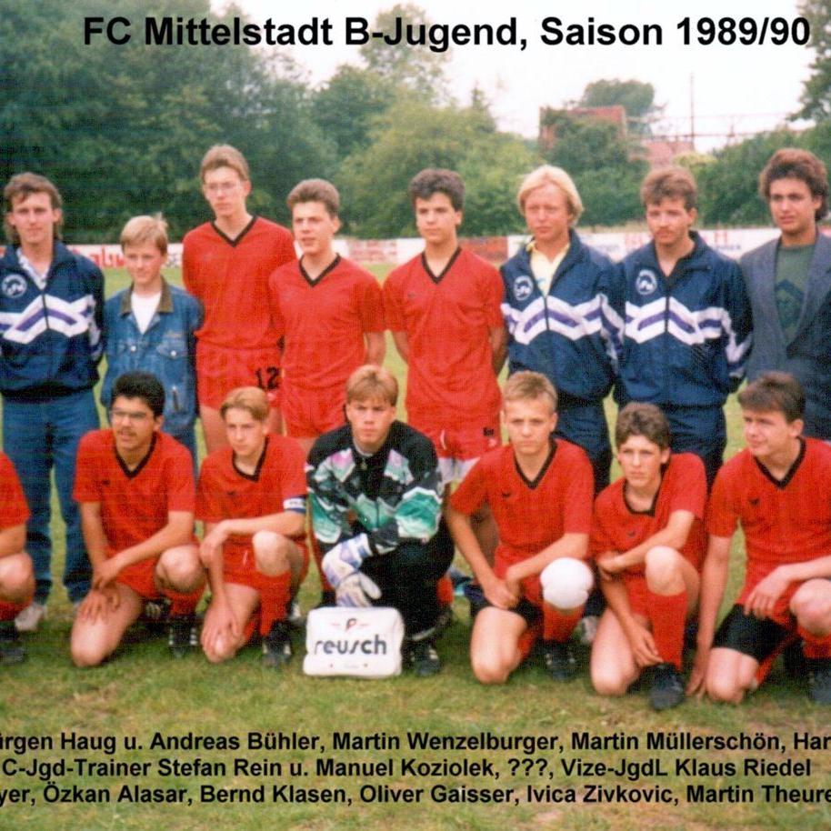1990: B-Jugend des FC Mittelstadt 1989 - 1990 (Quelle: Bernd Bader)