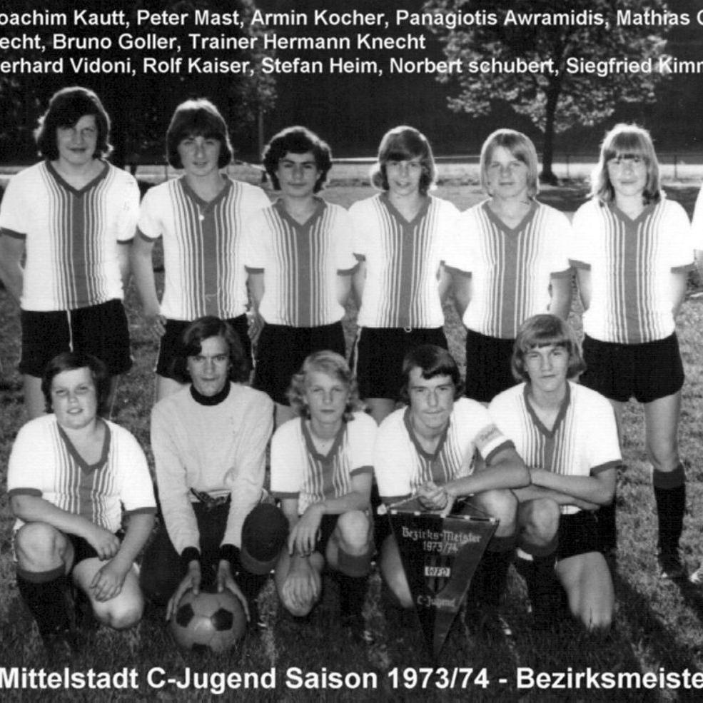 1974: C-Jugend des FC Mittelstadt 1973 - 1974 (Quelle: Bernd Bader)