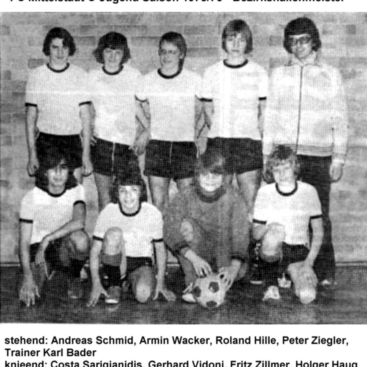 1976: C-Jugend des FC Mittelstadt 1975 - 1976 (Quelle: Bernd Bader)