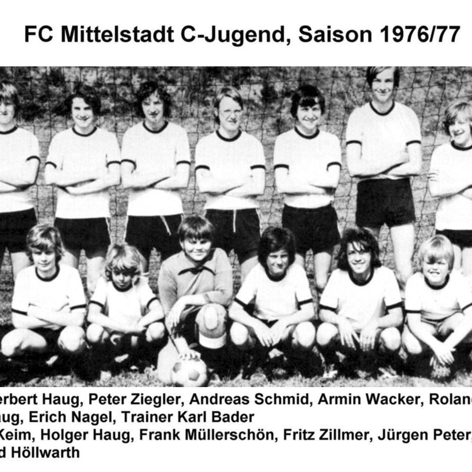 1977: C-Jugend des FC Mittelstadt 1976 - 1977 (Quelle: Bernd Bader)