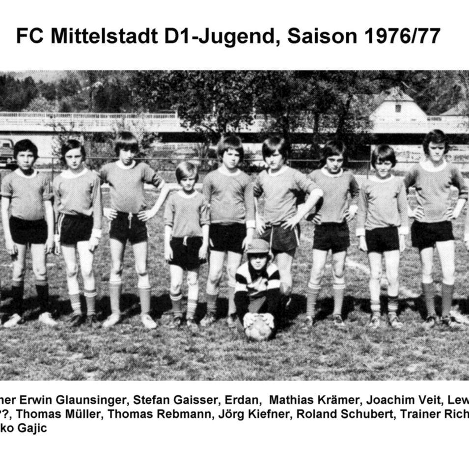 1977: D-Jugend des FC Mittelstadt 1976 - 1977 (D1) (Quelle: Bernd Bader)