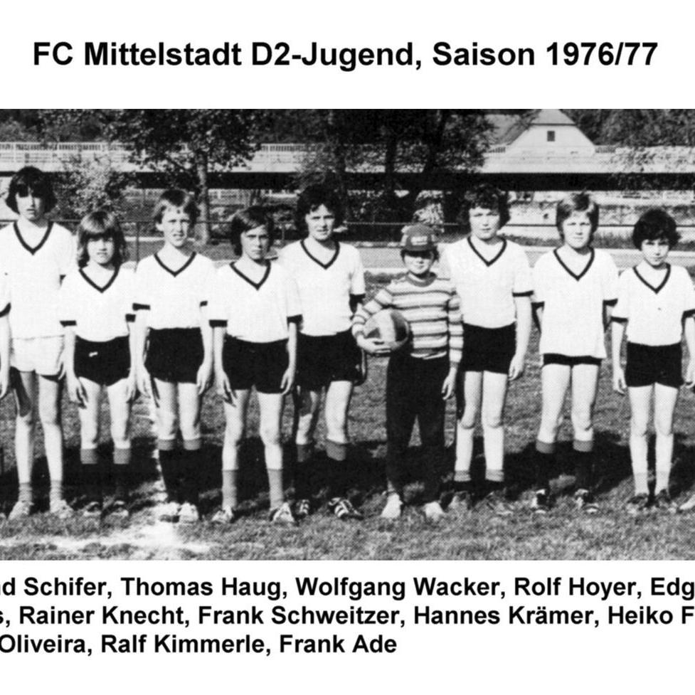 1977: D-Jugend des FC Mittelstadt 1976 - 1977 (D2) (Quelle: Bernd Bader)
