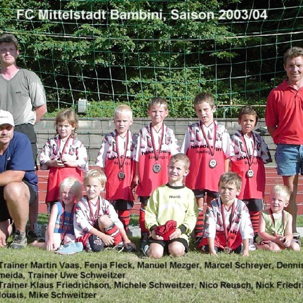 2004: G-Jugend Bambini des FC Mittelstadt 2003 - 2004 (Quelle: Bernd Bader)