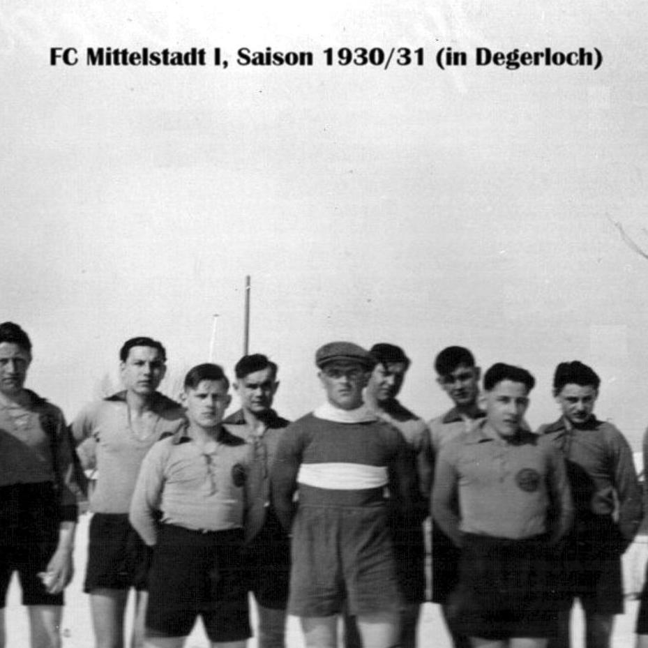 1931: 1. Mannschaft des FC Mittelstadt 1930 - 1931 (Quelle: Bernd Bader)