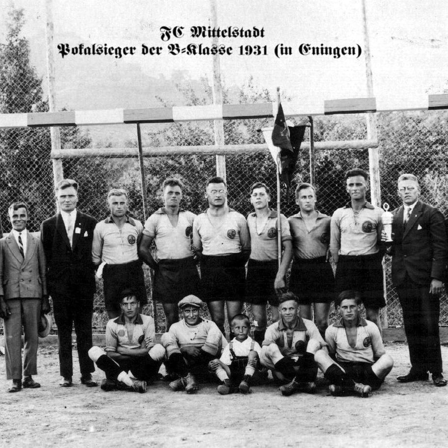 1931: 1. Mannschaft des FC Mittelstadt 1930 - 1931 Pokalsieger (Quelle: Bernd Bader)