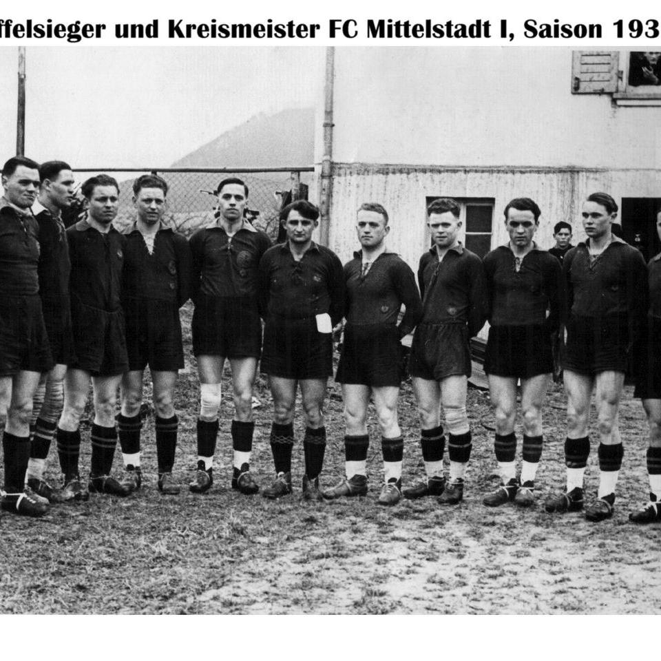 1939: 1. Mannschaft des FC Mittelstadt 1938 - 1939 (Quelle: Bernd Bader)